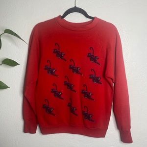 Vintage Red Crew Neck Panther Sweatshirt